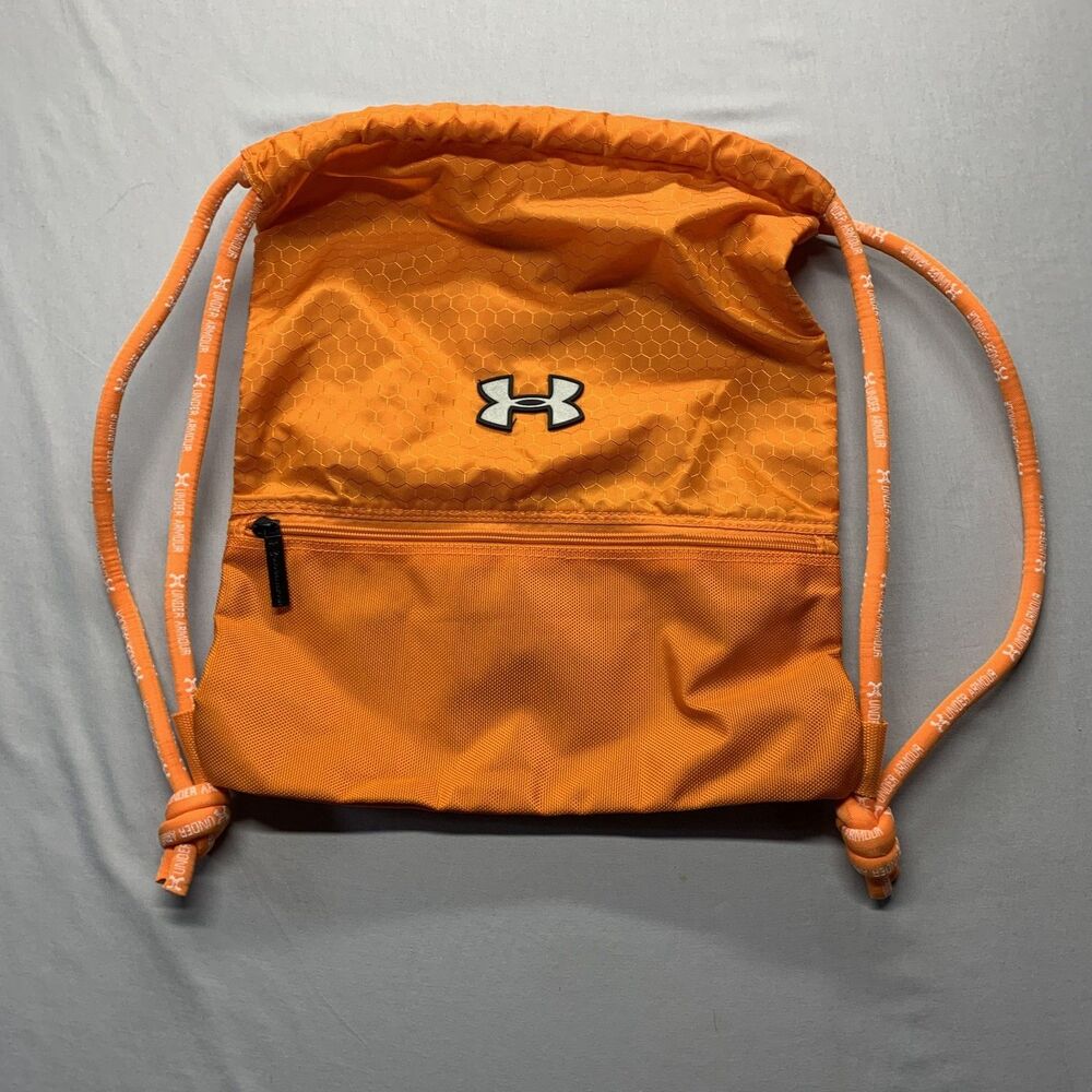 Under Armour Backpack Orange Drawstring Tote Bag RN#104409 Bookbag